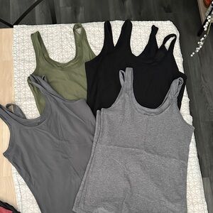 Women's Tank Top Set - Black, Gray, Green - Set of 7